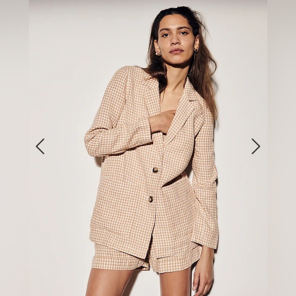 Linen Dorset Blazer in Gingham Check